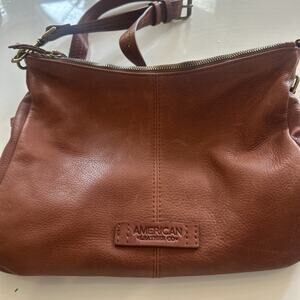 American Leather Co. Salem Triple Entry Leather Crossbody Brandy